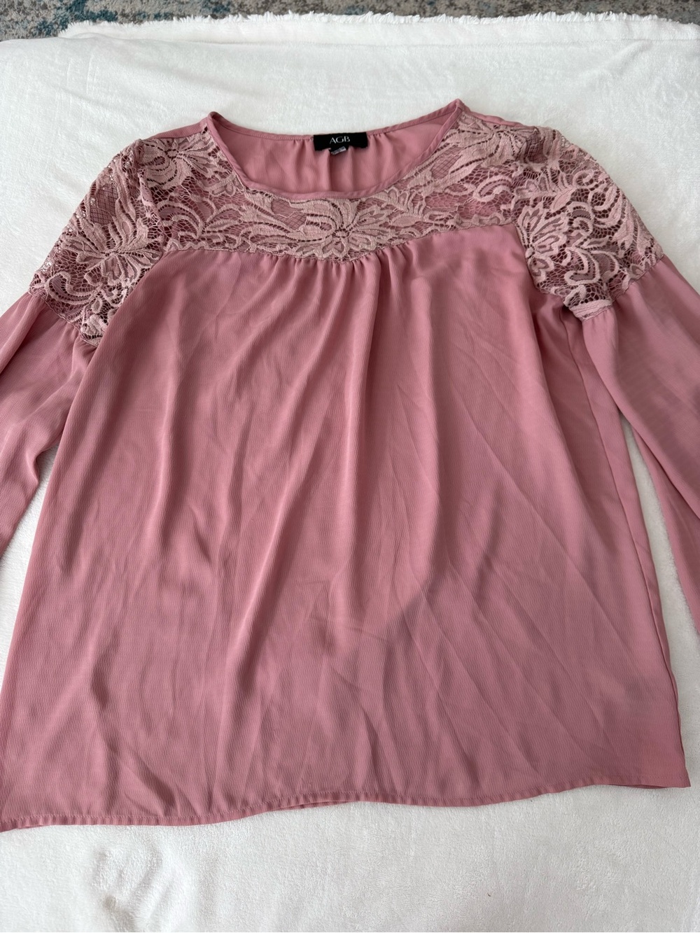 AGB Dusty Pink lace detailing Blouse size large e17